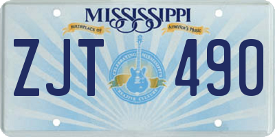 MS license plate ZJT490