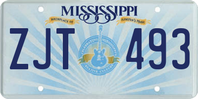 MS license plate ZJT493