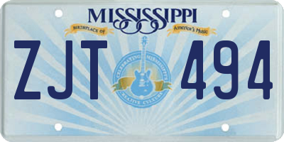 MS license plate ZJT494