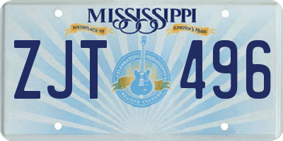MS license plate ZJT496