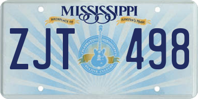 MS license plate ZJT498