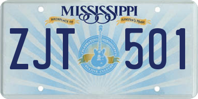 MS license plate ZJT501