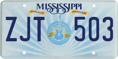 MS license plate ZJT503