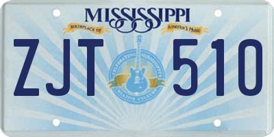 MS license plate ZJT510
