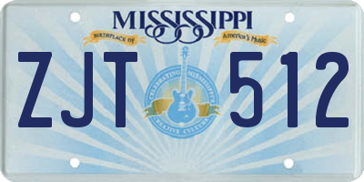 MS license plate ZJT512