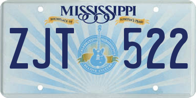 MS license plate ZJT522