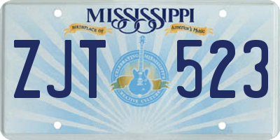 MS license plate ZJT523