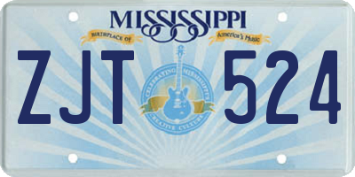 MS license plate ZJT524