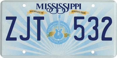 MS license plate ZJT532