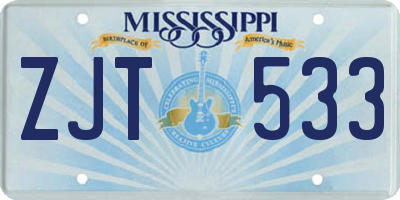 MS license plate ZJT533