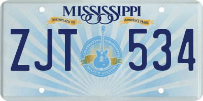 MS license plate ZJT534