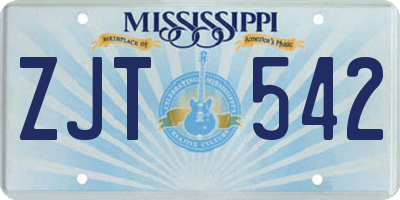 MS license plate ZJT542