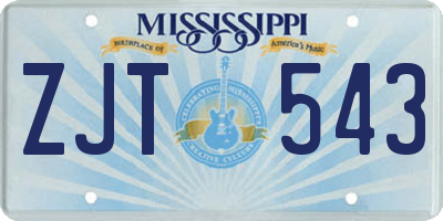 MS license plate ZJT543