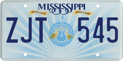 MS license plate ZJT545