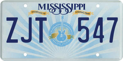 MS license plate ZJT547