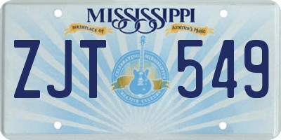 MS license plate ZJT549