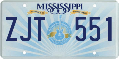 MS license plate ZJT551