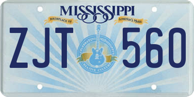 MS license plate ZJT560
