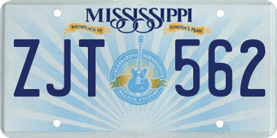 MS license plate ZJT562