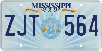 MS license plate ZJT564