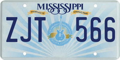 MS license plate ZJT566