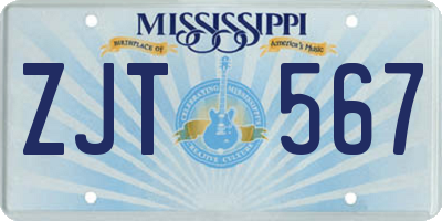 MS license plate ZJT567