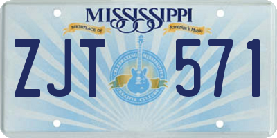 MS license plate ZJT571