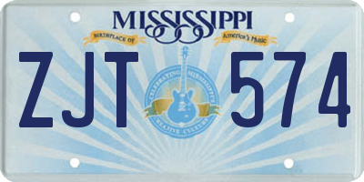 MS license plate ZJT574