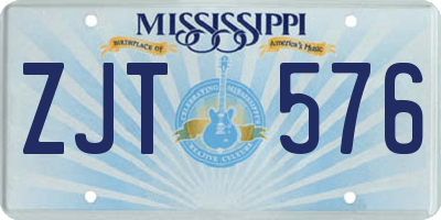 MS license plate ZJT576