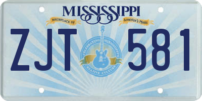 MS license plate ZJT581