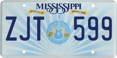 MS license plate ZJT599