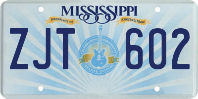 MS license plate ZJT602