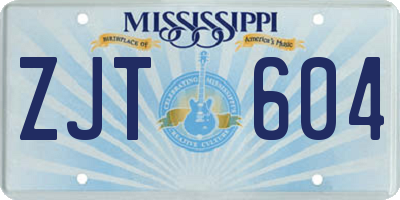 MS license plate ZJT604