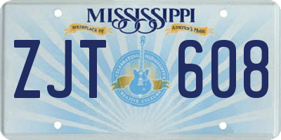 MS license plate ZJT608