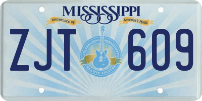 MS license plate ZJT609