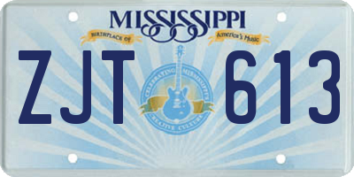 MS license plate ZJT613