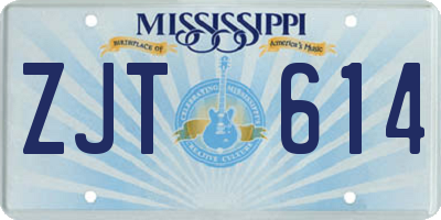 MS license plate ZJT614
