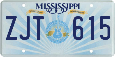 MS license plate ZJT615