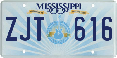 MS license plate ZJT616