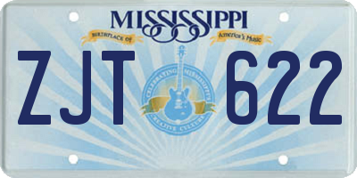 MS license plate ZJT622