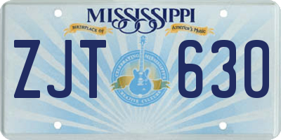 MS license plate ZJT630