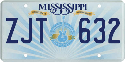 MS license plate ZJT632