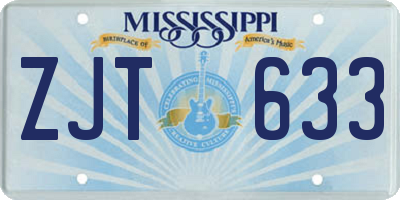 MS license plate ZJT633