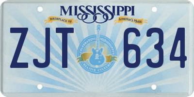 MS license plate ZJT634