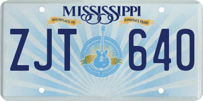 MS license plate ZJT640