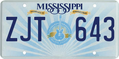 MS license plate ZJT643