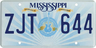 MS license plate ZJT644