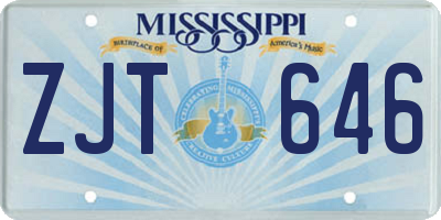 MS license plate ZJT646