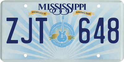 MS license plate ZJT648