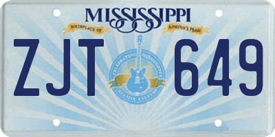 MS license plate ZJT649